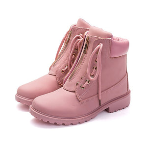 New 2019 Autumn Winter Shoes Women Flat Heel Boots Fashion Women's Boots Brand Woman Ankle Botas Hard Outsole Shoes Woman