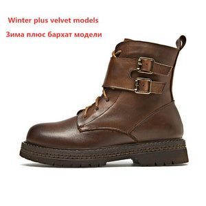 New casual women shoes autumn winter hot leather round head Martin boots classic retro fashion comfortable simple women's boots