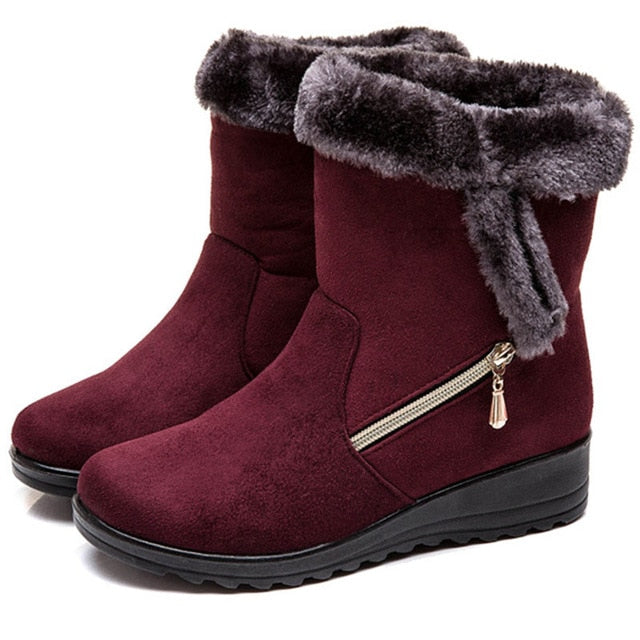 2019 New Women Shoes Winter Warm Snow Boots Antiskid Bottom Warm Fur Boots Women Winter Plush Inside Mid-calf Boots Plus Size