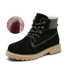 Load image into Gallery viewer, 2019 Women Ankle Boots New Fashion Leather Autumn Black Snow Boots Round Toe Ladies Work Girls Shoes Warm Fur Winter Lace Up