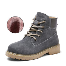 Load image into Gallery viewer, 2019 Women Ankle Boots New Fashion Leather Autumn Black Snow Boots Round Toe Ladies Work Girls Shoes Warm Fur Winter Lace Up