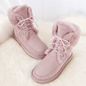 2019 New Australia Genuine Sheepskin Leather Snow Boots Women Wool Boots Suede Sheep Fur Flat Anti-skid Warm Winter Shoes