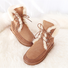 Load image into Gallery viewer, 2019 New Australia Genuine Sheepskin Leather Snow Boots Women Wool Boots Suede Sheep Fur Flat Anti-skid Warm Winter Shoes