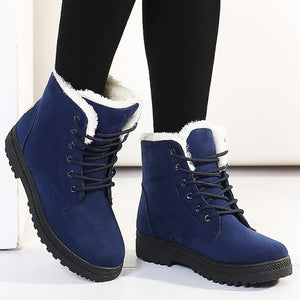 Snow Boots Women Classic Faux Suede Winter Women Boots Warm Plush Female Ankle Boots Hot Women Shoes Lace-up Shoes Woman WSH2461