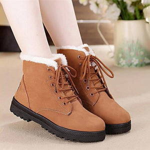 Snow Boots Women Classic Faux Suede Winter Women Boots Warm Plush Female Ankle Boots Hot Women Shoes Lace-up Shoes Woman WSH2461